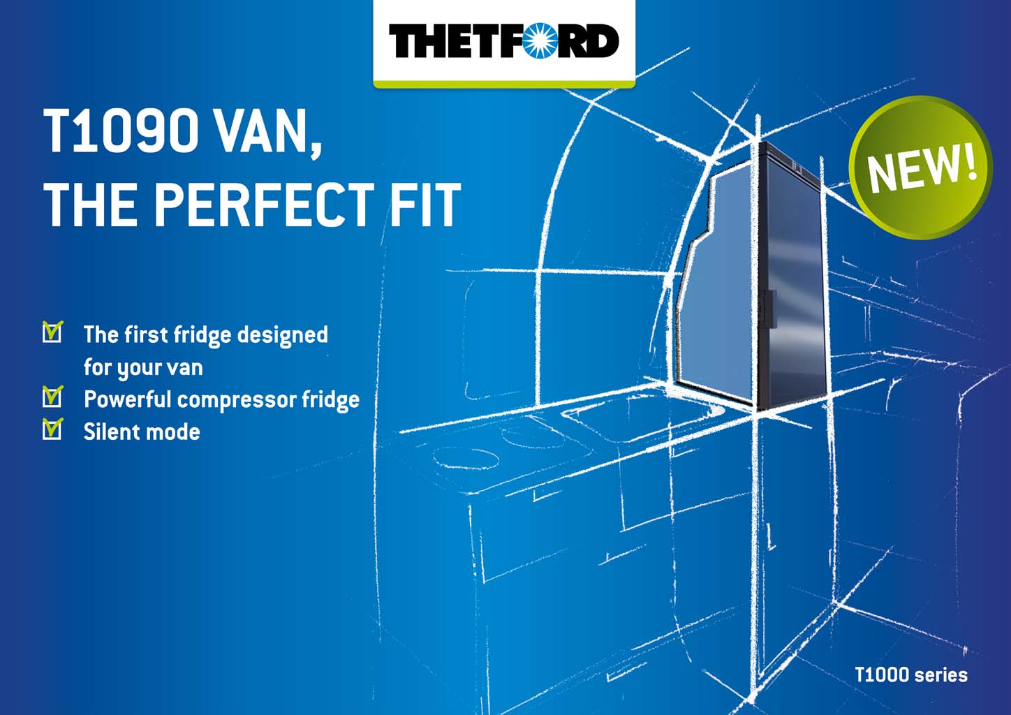 De T1090 XL buscamper-koelkast van Thetford